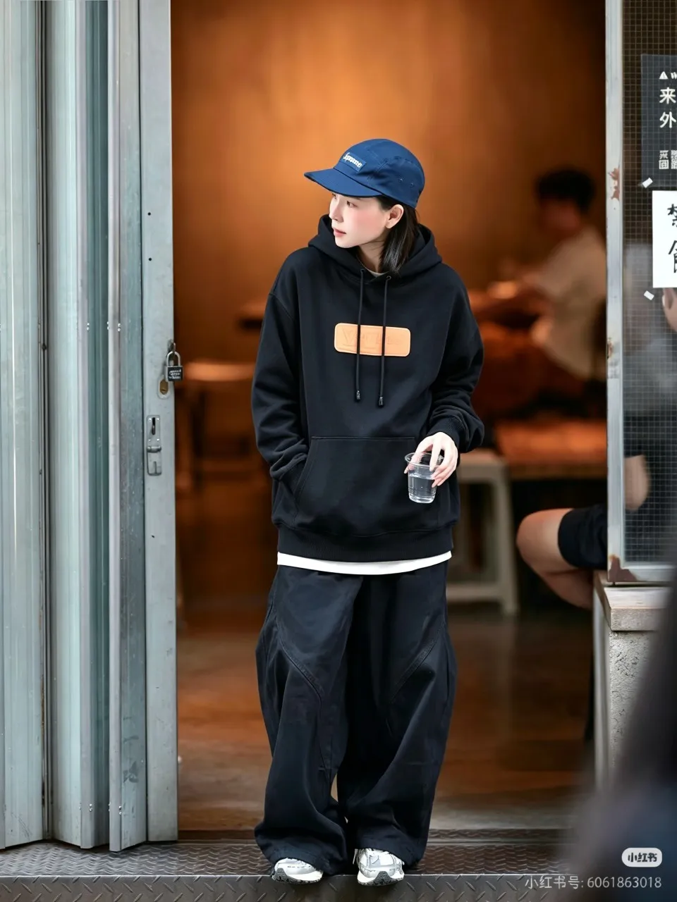 Louis Vuitton/Louis Vuitton embossed leather logo hooded sweatshirt